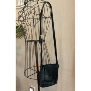Leather Co. Crossbody Black Soft Leather Handbag Purse EUC